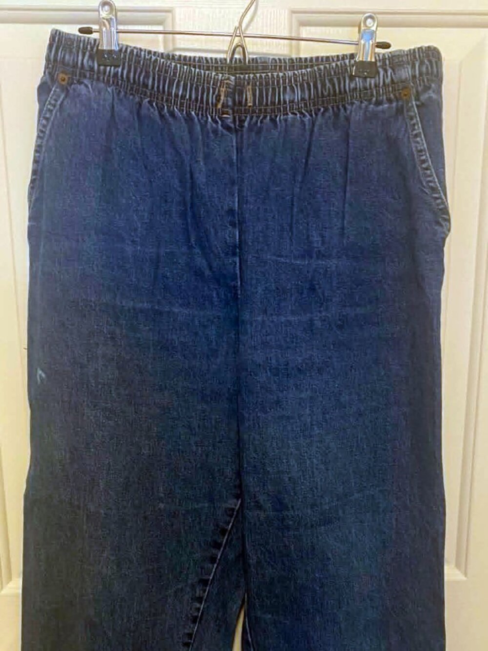 WOMEN'S ELASTIC WAIST DARK BLUE DENIM JEANS